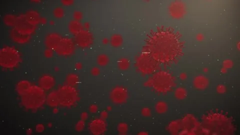Red Virus Cells Floating Background Animation 4K 動画素材 338184077