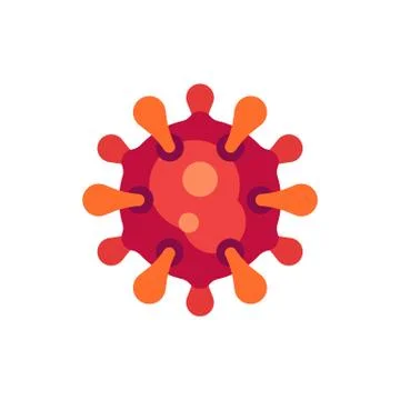 Red virus flat icon. SARS-CoV-2 novel coronavirus vector illustration. Illustrazione stock