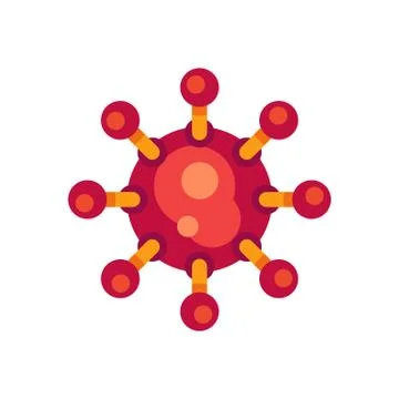 Red virus flat icon. SARS-CoV-2 novel coronavirus vector illustration. Illustrazione stock