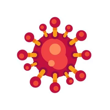 Red virus flat icon. SARS-CoV-2 novel coronavirus vector illustration. Illustrazione stock