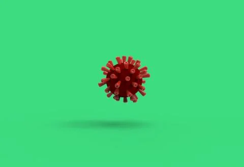 Red virus on green background Stock Illustration