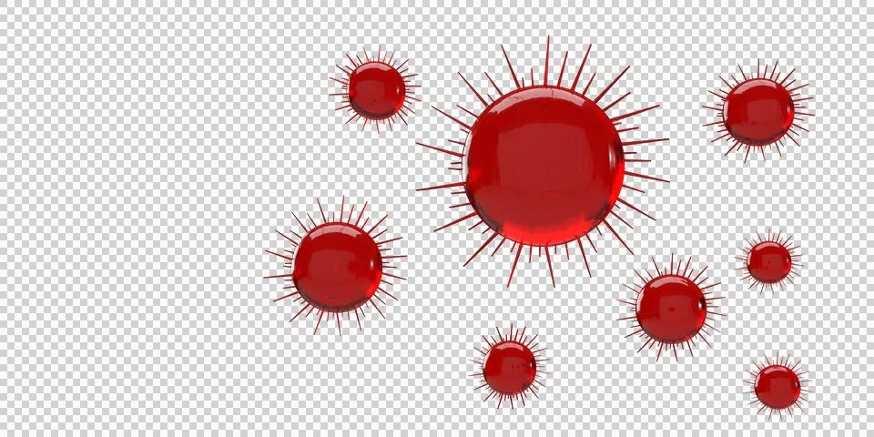 Red virus group object bacteria disease biology medical health care medicine Stock Illustration