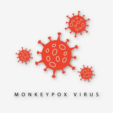 Red virus icon sign monkeypox with shadow. Pox virus concept.  clipart illust Illustrazione stock