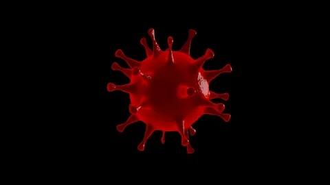 Red virus isolated on alpha channel, seamless looping, 4K. Coronavirus concept Stock Footage 127242708