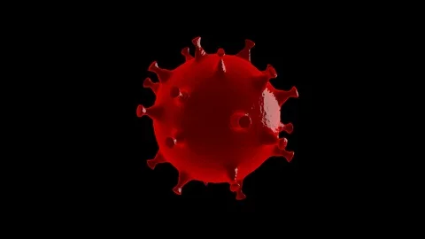 Red virus isolated on alpha channel, seamless looping, 4K. Coronavirus concept Stock Footage 127296062