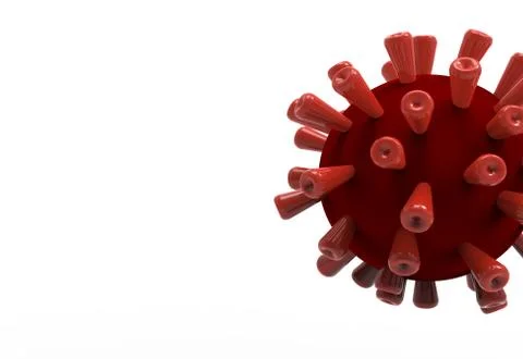 Red virus on white background Stock Illustration
