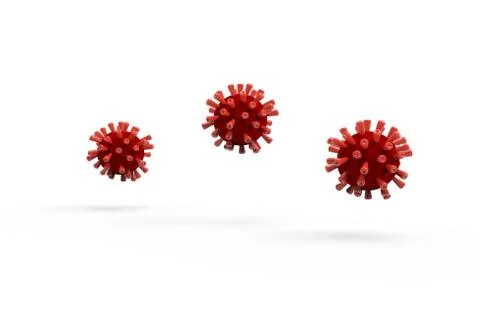 Red virus on white background Stock Illustration
