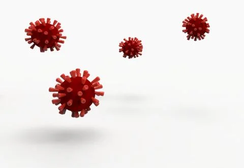 Red virus on white background Stock Illustration