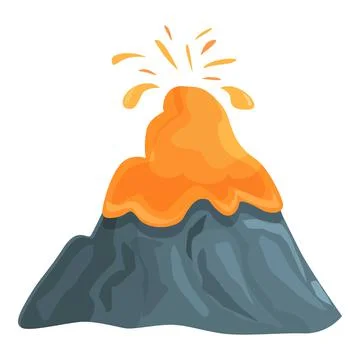 Red volcano icon cartoon vector. Volcanic eruption イラスト素材