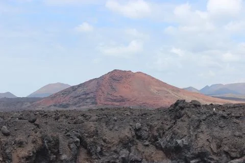 Red volcano at Lanzarote Foto stock