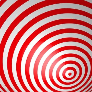 Red volumetric striped background. Concentric circles. Red and white spiral Stock Illustration