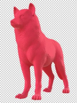 Red voxel wolf on a transparent background. Stock Illustration