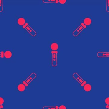 Red VR controller game icon isolated seamless pattern on blue background Stock Illustration