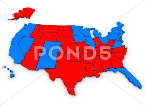 Red vs blue united states america map presidential election Stock Illustration