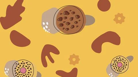 Red waffle and candy dessert background Stock Illustration