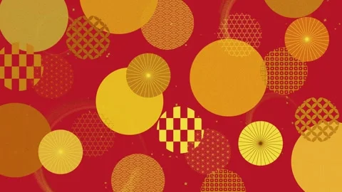 Red Wagasa Circular Japanese Pattern Loop Background Stock Footage 321504969