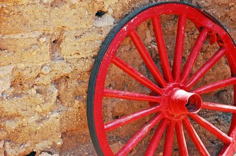 Red wagon wheel Stock Photos