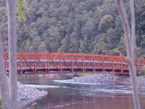 Red Walking Bridge Stock Footage 79972532