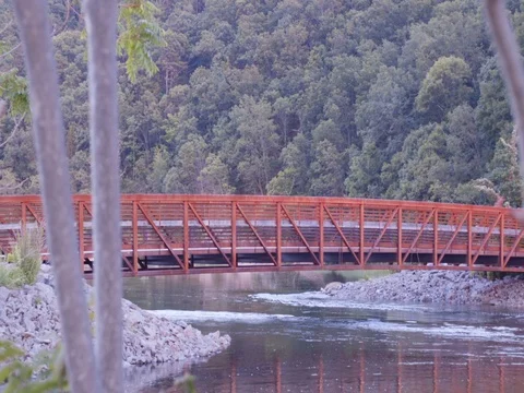 Red Walking Bridge Stock Footage 79972716