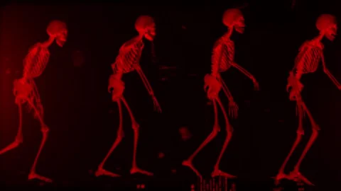 Red Walking Skeletons Loop Stock-Footage 265075831
