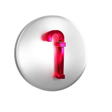 Red Walking stick cane icon isolated on transparent background. Silver circ.. Illustration