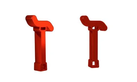 Red Walking stick cane icon isolated on transparent background. Illustration