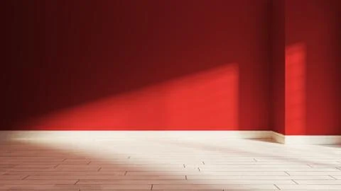 Red wall  and sunlight from window on the wall realistic 3D rendering Stock Illustration