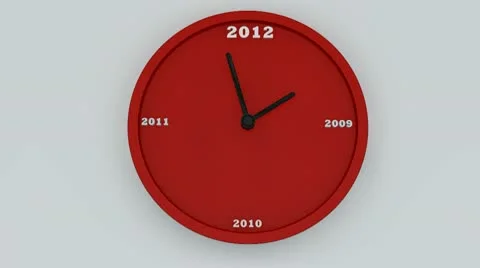 Red wall clock with dates on a dial Stock Footage 9007976