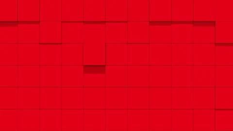 Red Wall of cubes falls apart Vídeo Stock 112006142