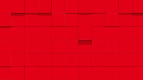 Red Wall of cubes falls apart 스톡 동영상 112008338