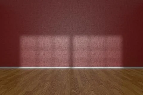 Red wall of empty room with parquet floor Stock-Illustration
