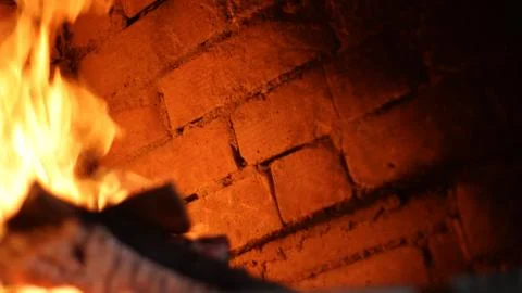Red wall at fireplace Stock Photos