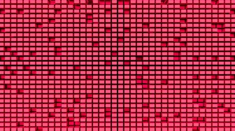 A red wall of many cubes. Textured background with red cubes.  Stock Illustration