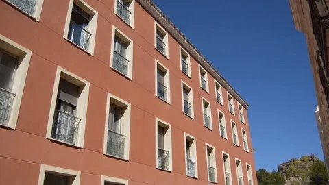 Red Wall Of A Modern Building Stock Footage 84594183