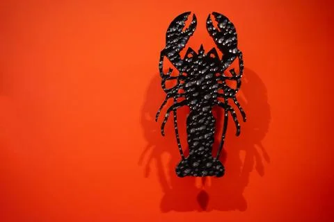 Red wall with prawns on the wall Stock Photos