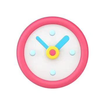 Red wall round clock 3d icon. Minimalistic timer with blue arrows Stock Illustration