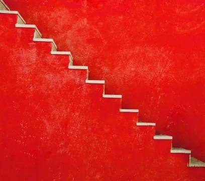 Red wall with stairs texture background, minimalistic style for base image Stock Photos
