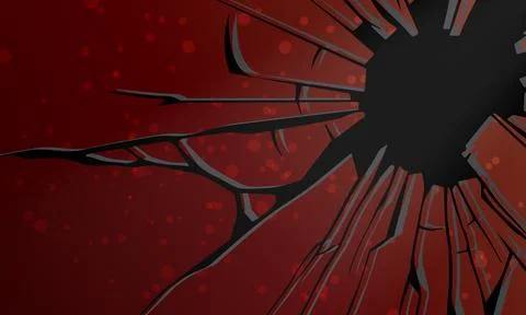 Red wall surface with crack black hole. Stock Illustration