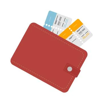 Red wallet with tickets for use in web design イラスト素材