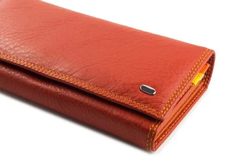 Red wallet on a white background. Stock Photos