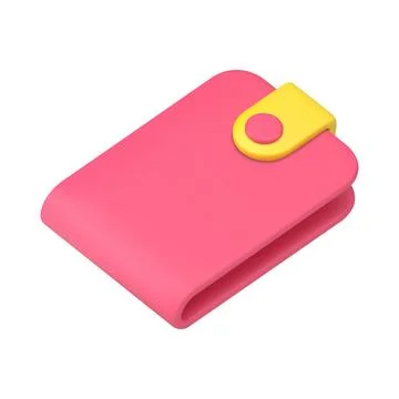 Red wallet with yellow clasp 3d icon isometric vector illustration. Stylish f Stock Illustration