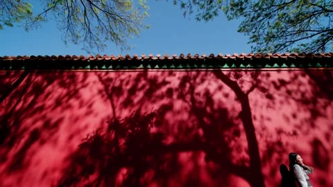 The red walls in the bule sky Stock-Footage 244574007