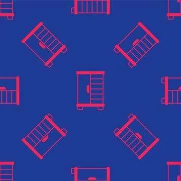 Red Wardrobe icon isolated seamless pattern on blue background. Cupboard sign Stock Illustration