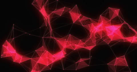 Red warm abstract background with motion plexus of dots and lines, technology Stock Footage 292905428