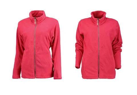Red warm two jackets. Front and three quarter view. Stock Photos