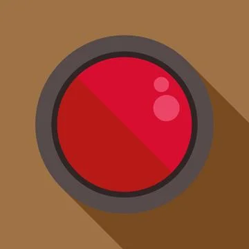 Red warning button icon creating long shadow 스톡 일러스트