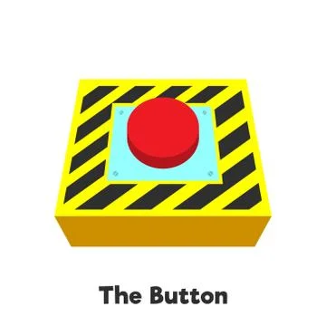 Red warning button isolated on white background Stock Illustration