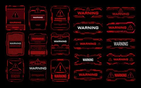 Red warning danger attention HUD interface frames 스톡 일러스트