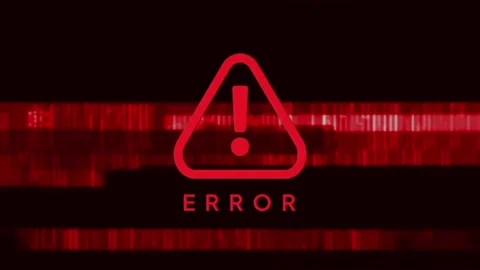 Red Warning Error Sign and Glitch Distortion Background Stock Footage 344738858