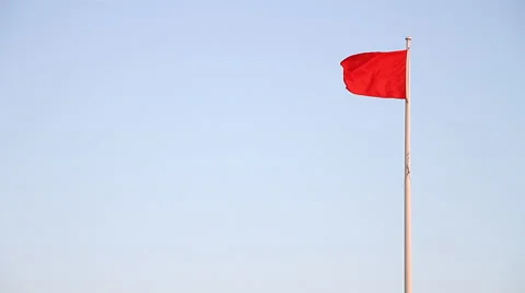 Red Warning Flag Stock Footage 48700310